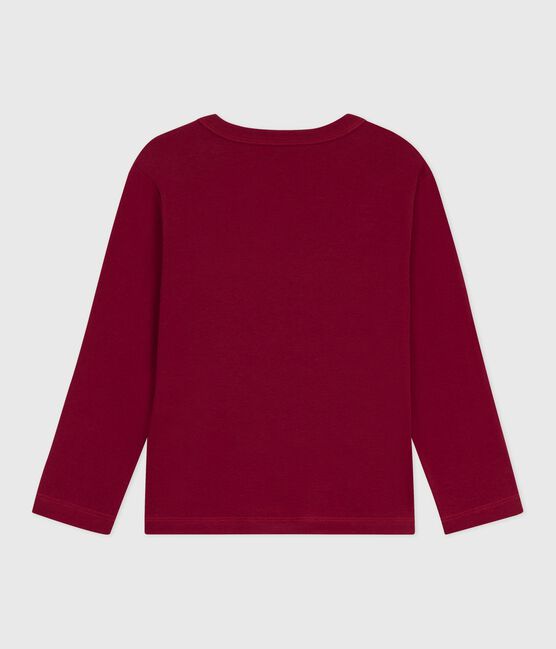 Tee-shirt enfant manches longues en coton uni AMARANTE