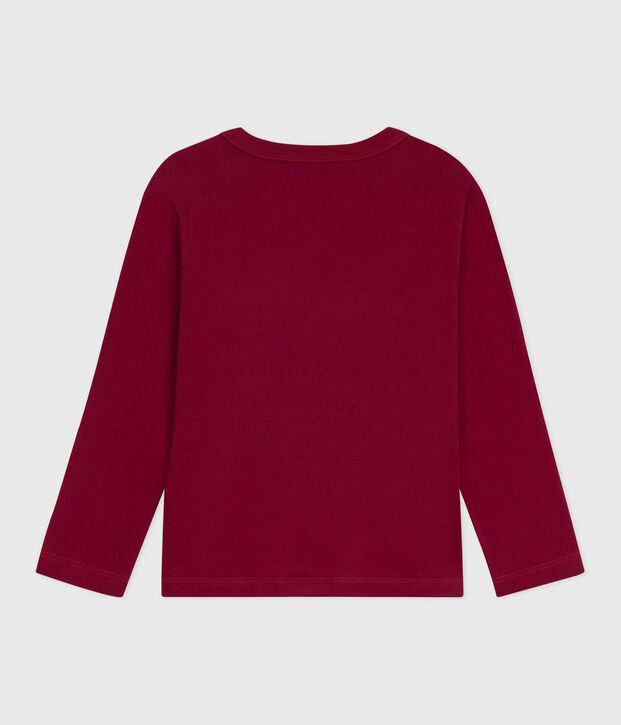 Tee-shirt enfant manches longues en coton uni rouge