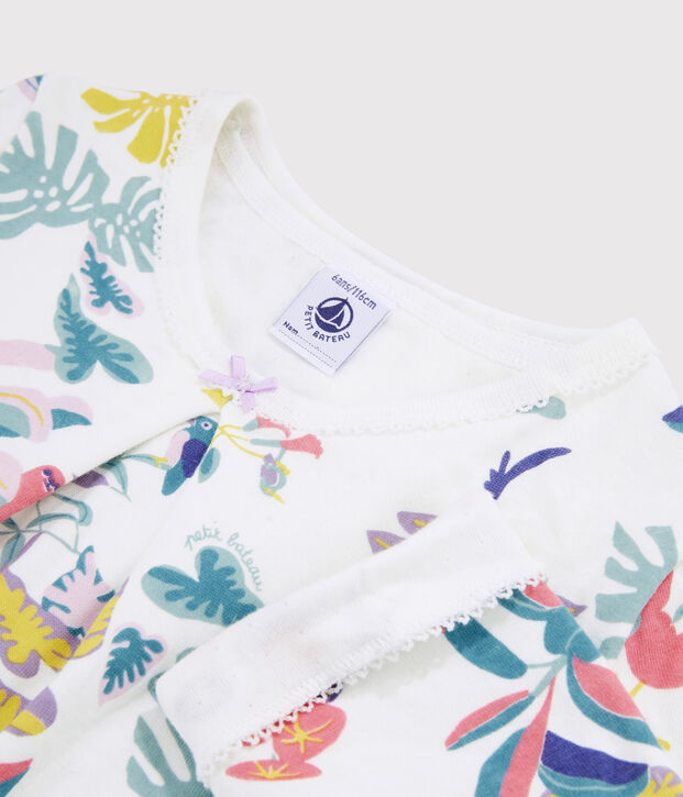 Pyjama imprim&eacute; jungle petite fille en tubique blanc/multicouleur