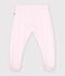 Pantalon &agrave; pied naissance en coton uni rose clair