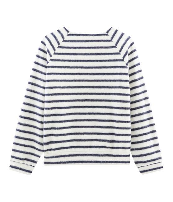 Ultrazachte marinetrui vrouwen beige COQUILLE/blauw SMOKING