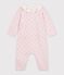 Combinaison b&eacute;b&eacute; en tricot laine et coton &agrave; col uni rose clair