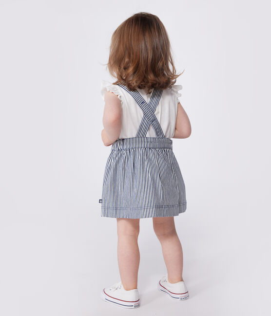 Robe salopette bébé en coton rayée bleu MEDIEVAL/blanc MARSHMALLOW