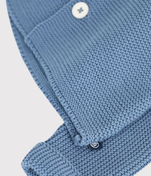 Cardigan b&eacute;b&eacute; tricot point mousse en coton uni blauw