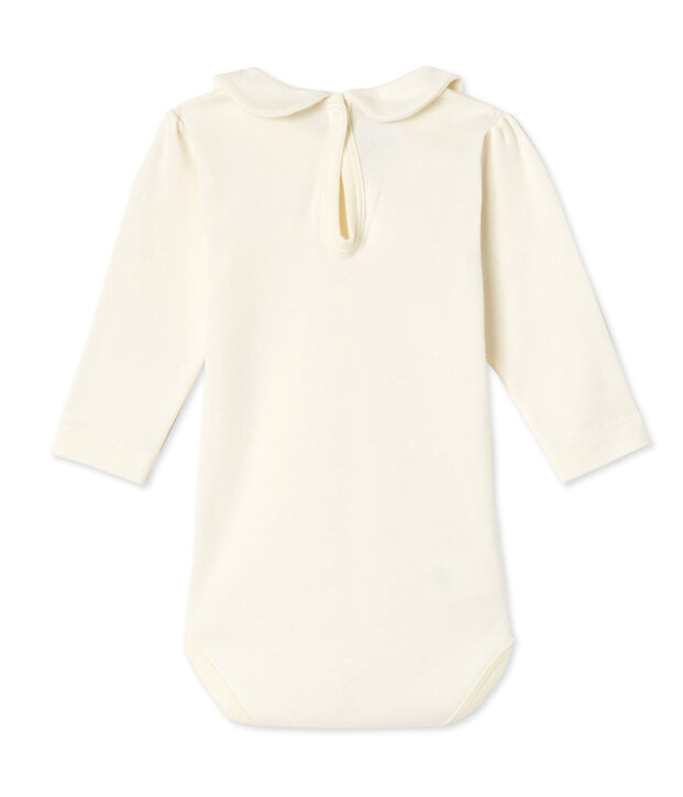 Babybody met claudinekraag voor meisjes wit
