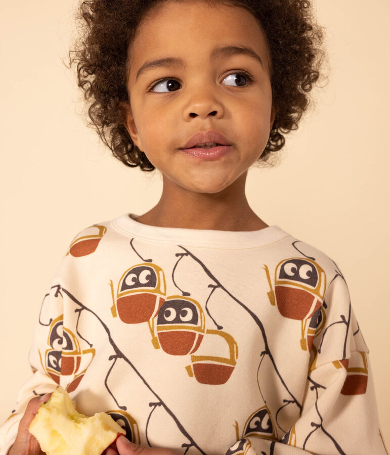 Sweatshirt imprim&eacute; en molleton enfant fille / gar&ccedil;on &eacute;cru/gris