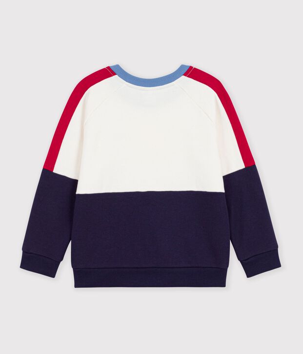 Sweatshirt enfant en coton uni colorblock &eacute;cru/multicouleur