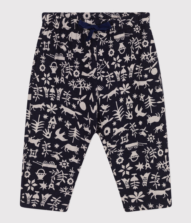 Pantalon en tubique matelass&eacute; imprim&eacute; b&eacute;b&eacute; bleu/&eacute;cru