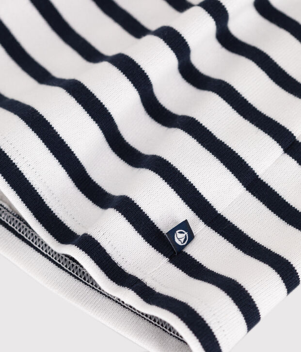 Babyjurk met marinestreepjes en lange mouwen in dik katoen wit/blauw