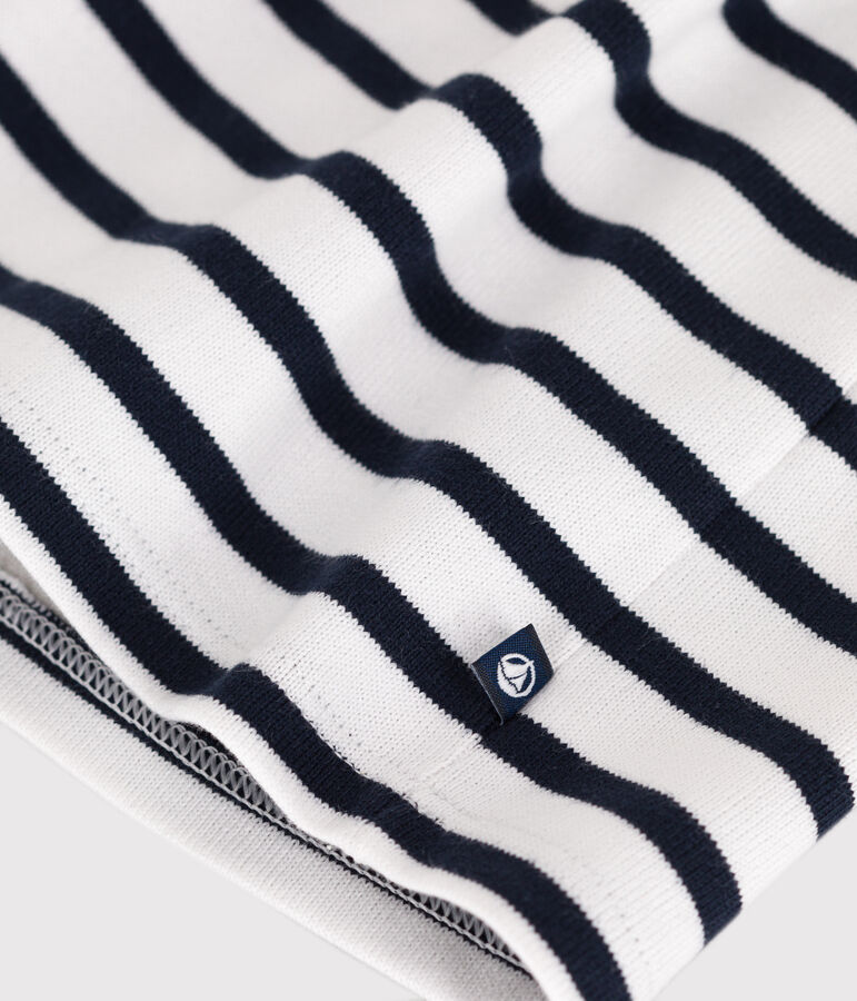 Babyjurk met marinestreepjes en lange mouwen in dik katoen wit/blauw