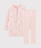 Chemise de nuit manches longues imprimée pingouin petite fille en jersey double face rose MINOIS/blanc MULTICO