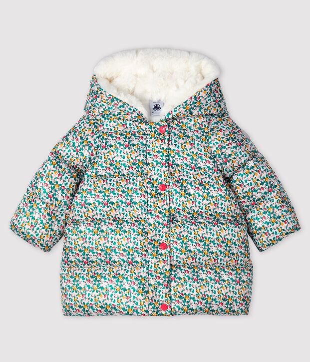Gecapitonneerde donsjas baby meisje wit/multicouleur