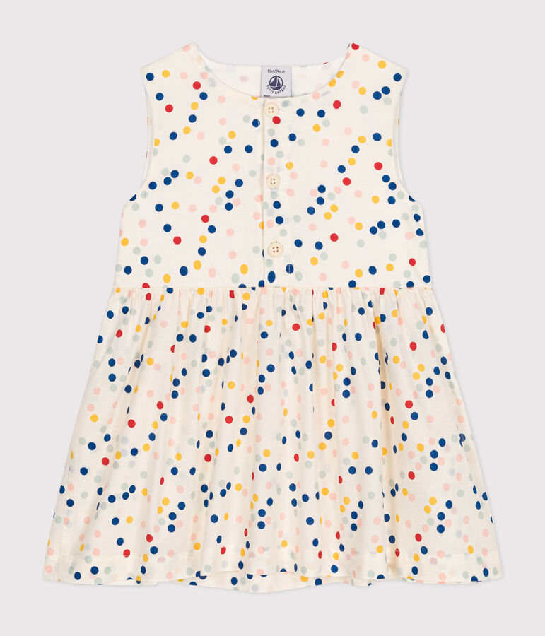 Robe sans manche en popeline b&eacute;b&eacute; blanc/multicouleur