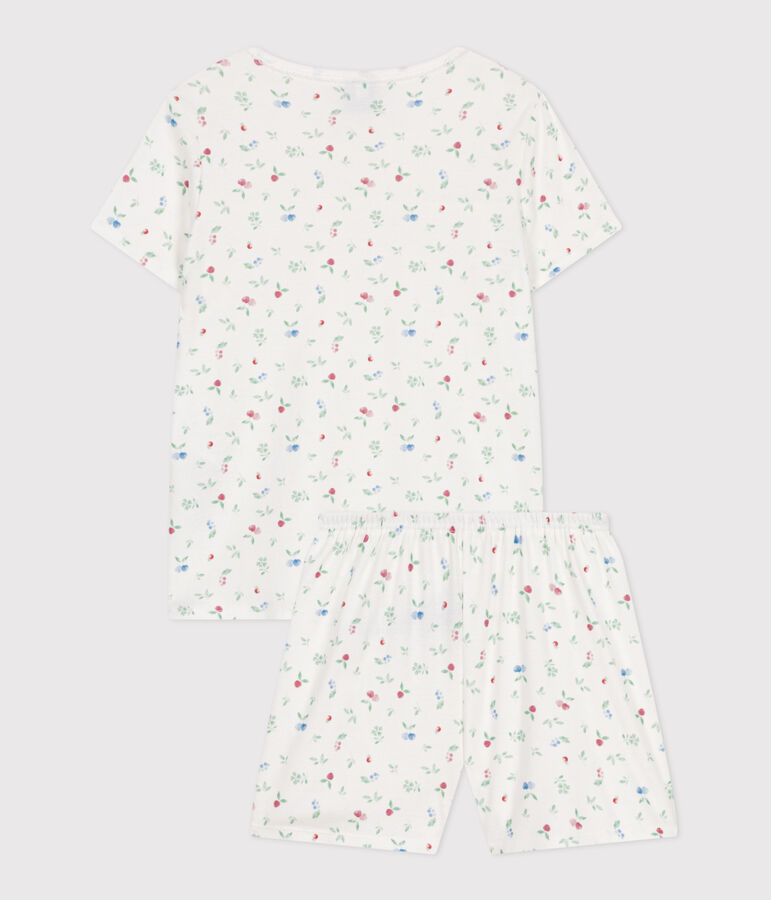 Pyjama short enfant en coton fruits blanc/multicouleur
