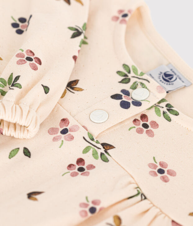 Blouse manches longues en tubique enfant fille &eacute;cru/multicouleur