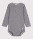 Body manches longues bébé rayé col tunisien en coton