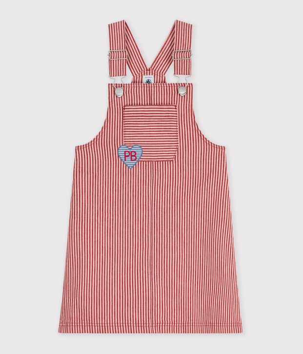 Katoenen kindersalopettejurk met strepen roze/roze