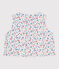 Mouwloos babyjasje in poplin met bloemenprint wit MARSHMALLOW/wit MULTICO