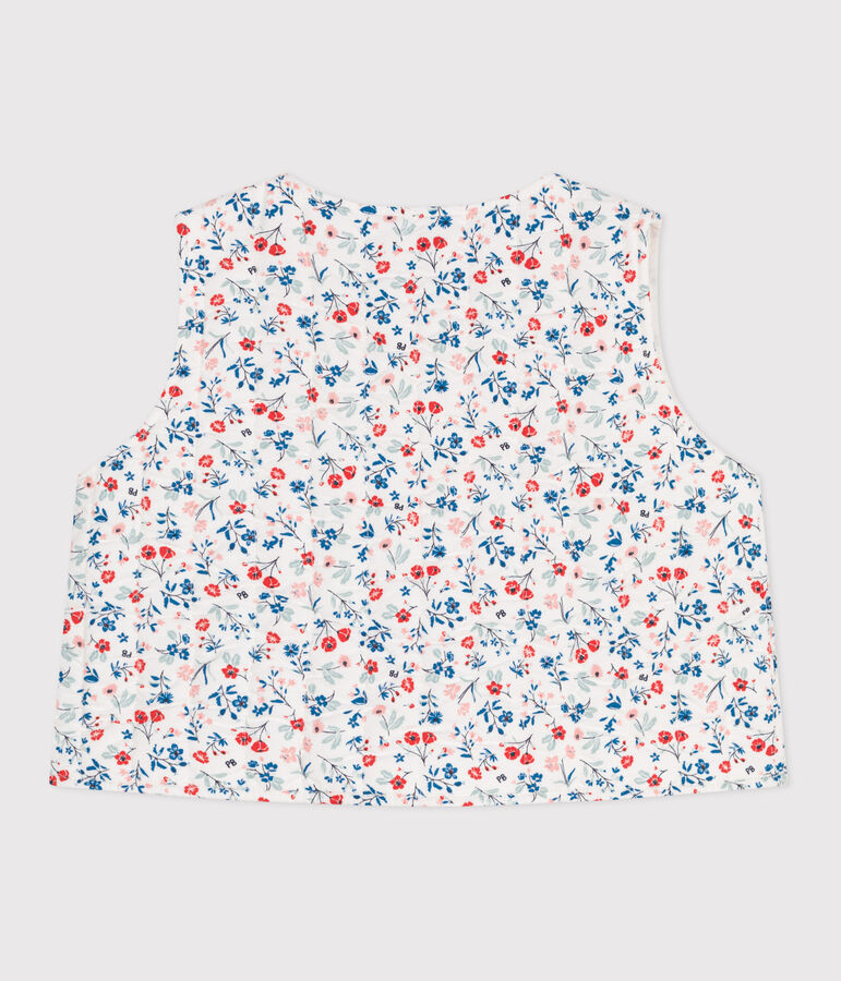 Veste b&eacute;b&eacute; sans manches en popeline imprim&eacute; &agrave; fleurs blanc/multicouleur