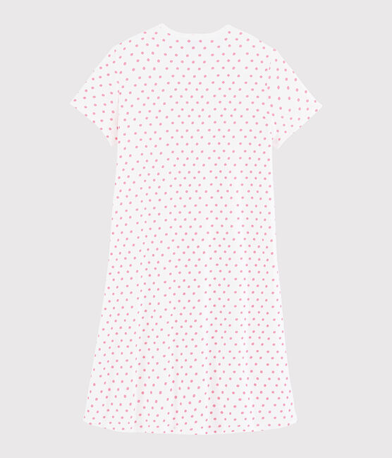Roze katoenen nachthemd met stippen voor meisjes - dames wit MARSHMALLOW/roze GRETEL
