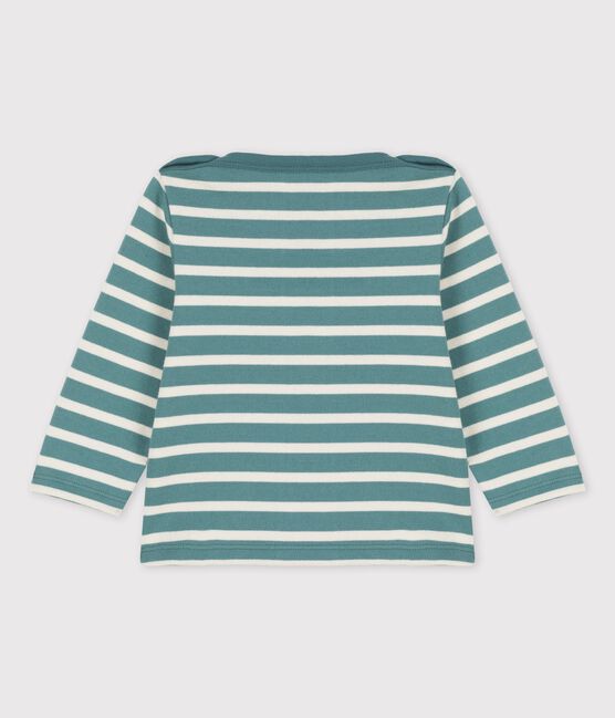 Marinière voor baby's van dik jersey katoen groen BRUT/wit AVALANCHE