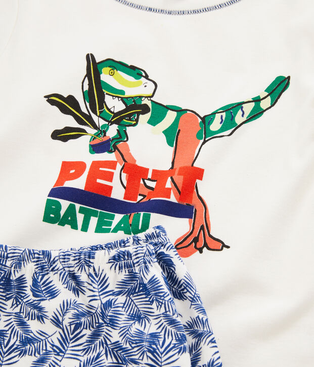 Pyjacourt petit gar&ccedil;on en c&ocirc;te blanc/multicouleur