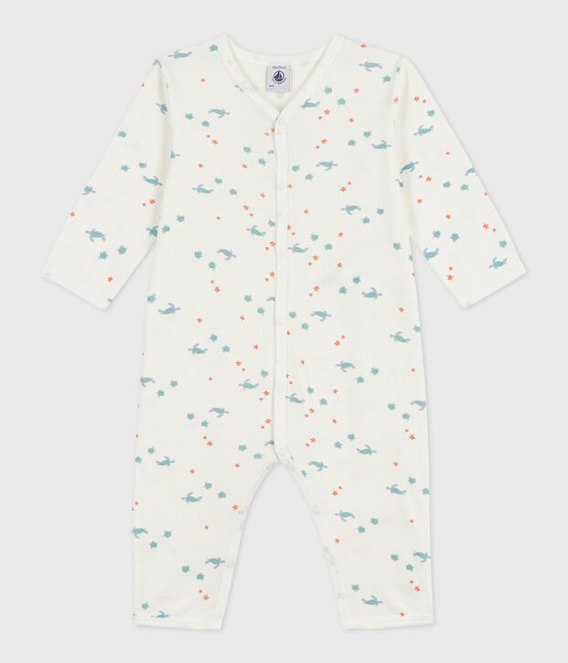 Pyjama b&eacute;b&eacute; en coton sans pieds imprim&eacute; tortues blanc/multicouleur