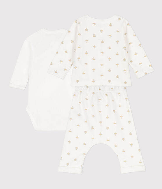 Ensemble imprimé en coton bébé blanc MARSHMALLOW/blanc MULTICO
