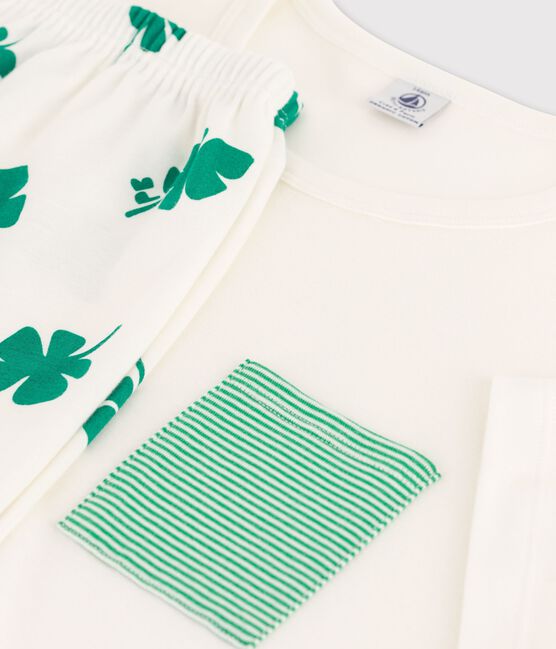 Pyjacourt garçon en coton biologique blanc MARSHMALLOW/blanc MULTICO