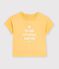 Tee-shirt b&eacute;b&eacute; en coton manches courtes uni &agrave; motif jaune