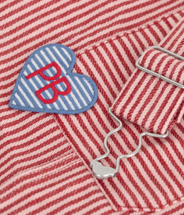 Katoenen kindersalopettejurk met strepen roze/roze