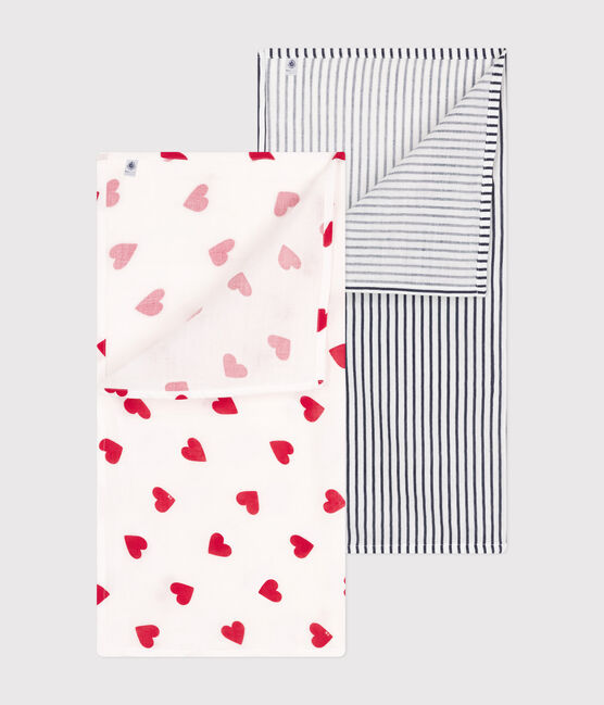 LOT DE 2 LANGES BEBE EN GAZE DE COTON variante 1