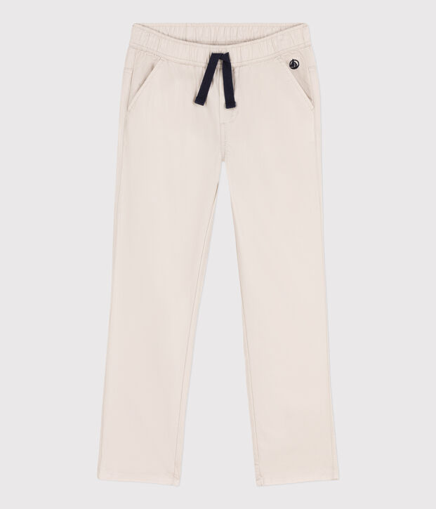 Pantalon regular en serge de coton enfant gar&ccedil;on beige