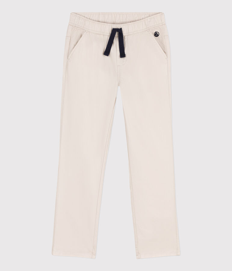 Pantalon regular en serge de coton enfant gar&ccedil;on beige