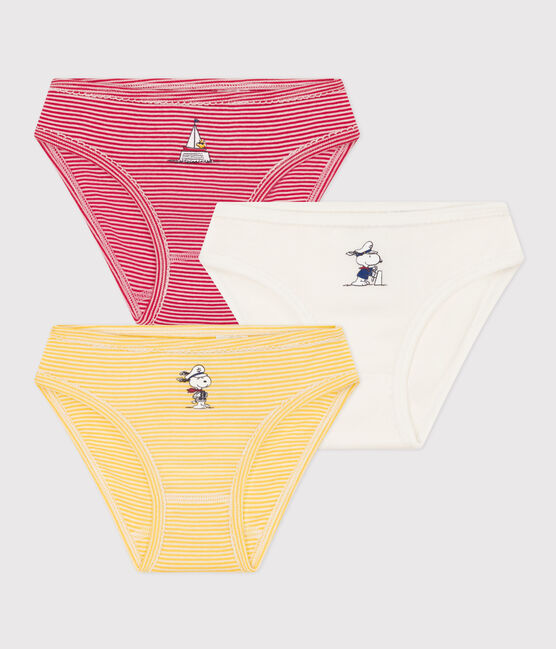 Set van 3 katoenen meisjesslipjes Petit Bateau x Snoopy variante 1