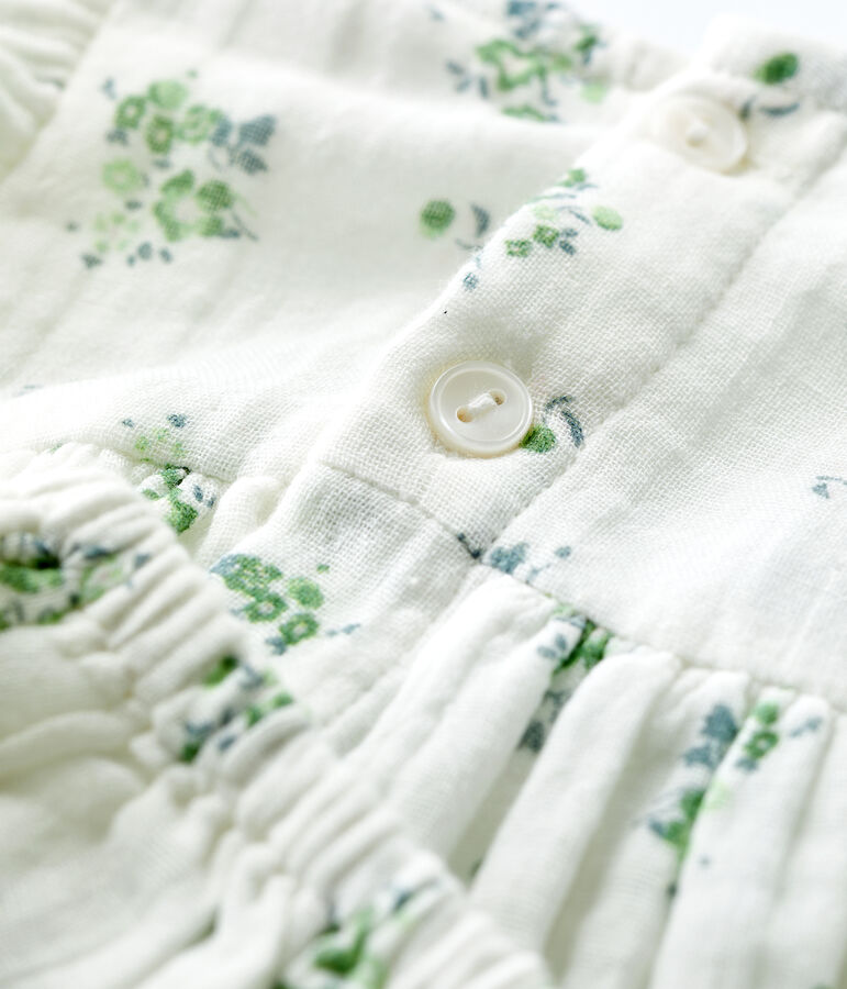 Jurk met bloomer met bloemenprint van biologisch katoengaas voor baby's wit/multicouleur