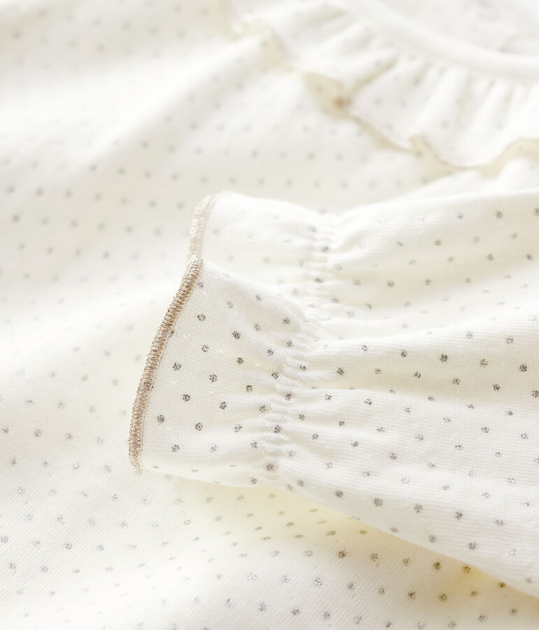 Blouse en coton b&eacute;b&eacute;. blanc MARSHMALLOW/gris ARGENT