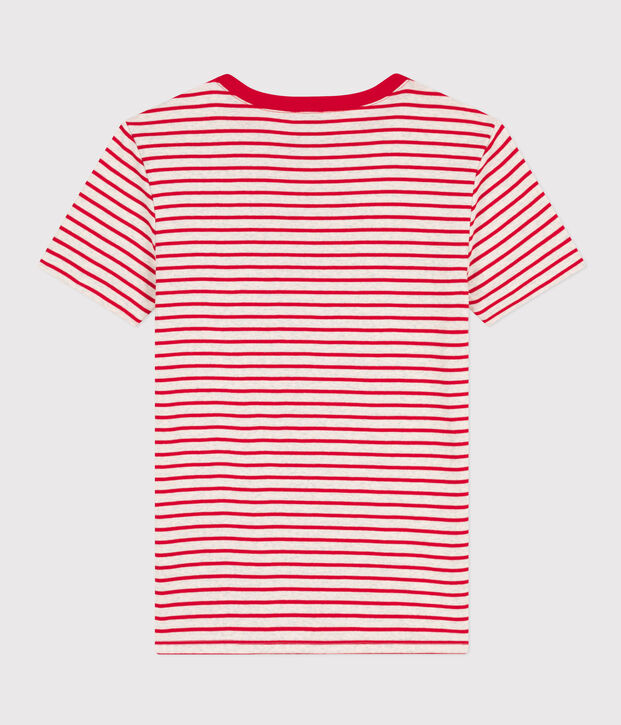 L'ICONIQUE, dames-T-shirt met ronde hals in katoen beige/rood