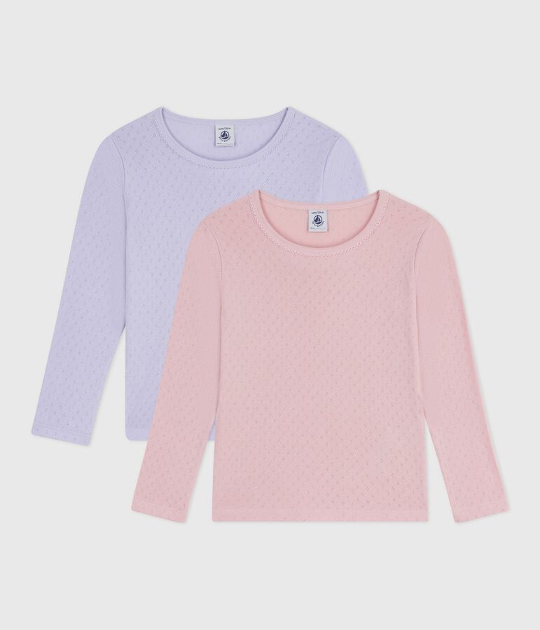 Lot de tee-shirts enfant en coton ajour&eacute; manches longues multicouleur