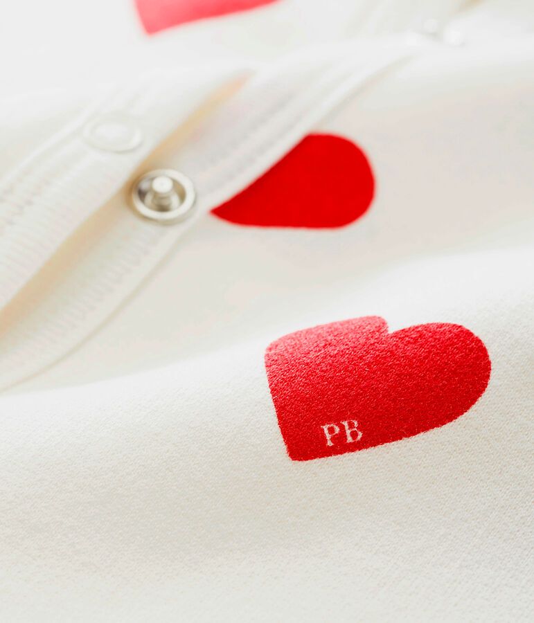 Molton slaappakje met rode hartjes voor baby wit/rood