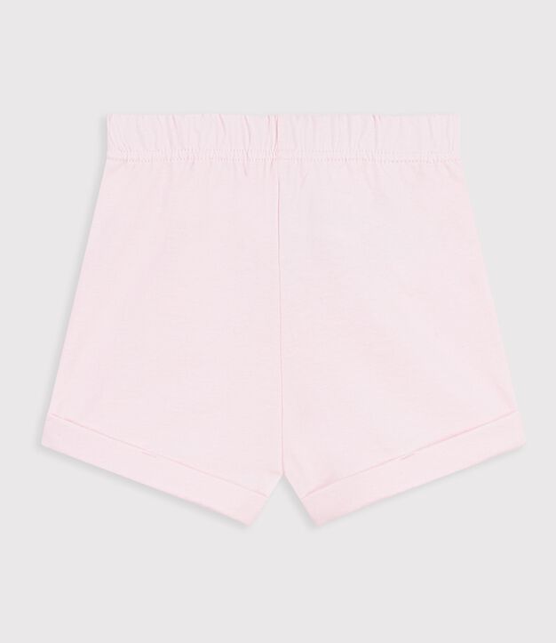 Short b&eacute;b&eacute; en coton uni rose clair