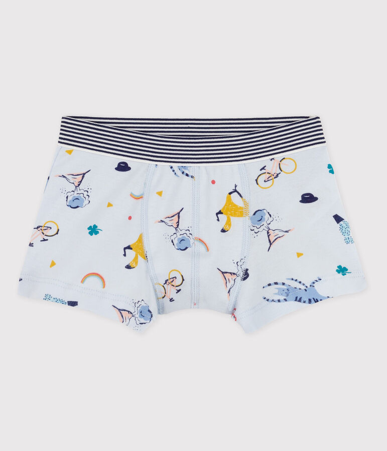 Boxer petit gar&ccedil;on en coton bleu/multicouleur