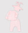 Ensemble 3 pièces rose bébé fille en coton biologique rose FLEUR/bleu EDNA
