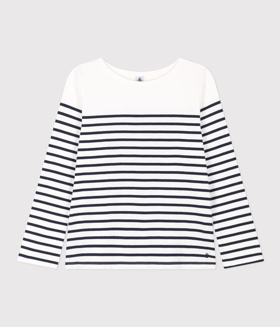 Iconische marinière uit katoen voor dames wit MARSHMALLOW/blauw SMOKING