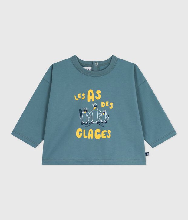 Tee-shirt b&eacute;b&eacute; en coton &agrave; manches longues bleu