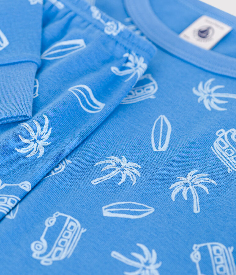 Pyjama enfant en coton manches longues imprim&eacute; vans bleu/blanc
