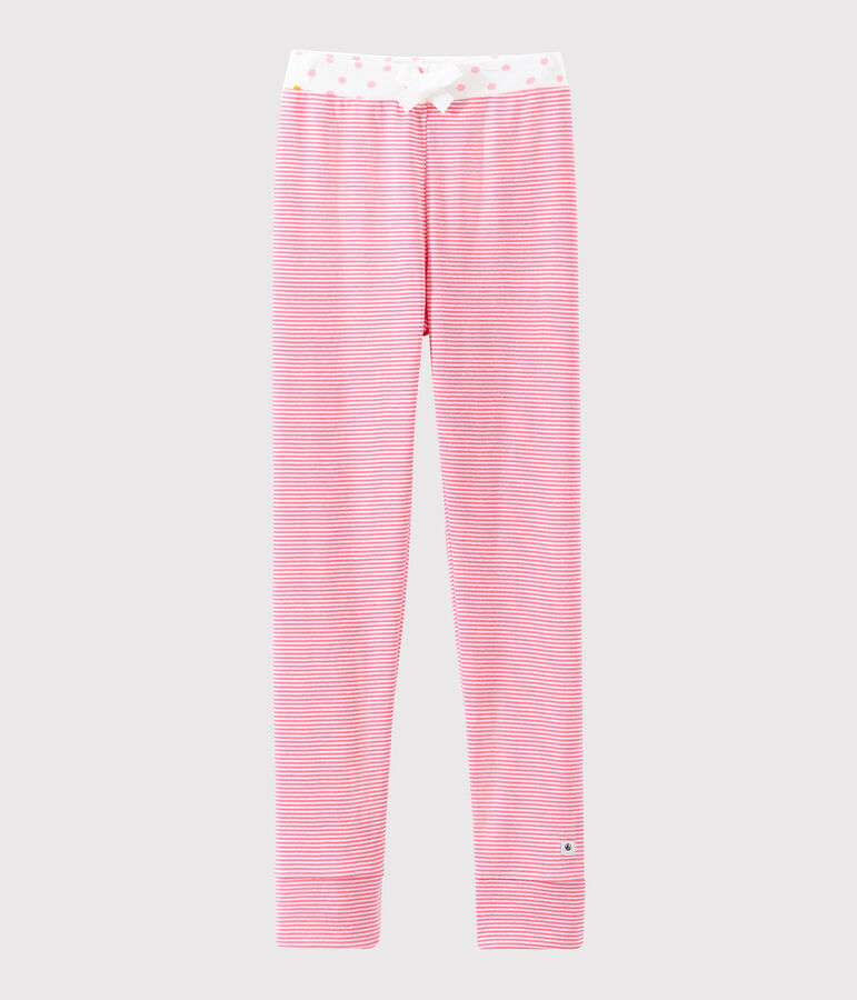Pantalon de pyjama petite fille rose/blanc
