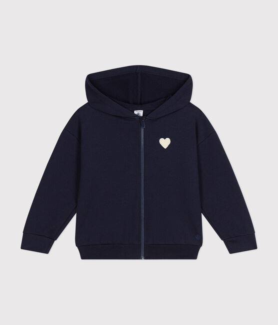Fleece sweatshirt met rits en capuchon voor meisjes blauw SMOKING