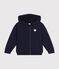 Fleece sweatshirt met rits en capuchon voor meisjes blauw SMOKING