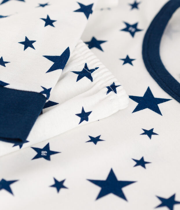 Pyjama en coton imprim&eacute; &eacute;toiles enfant bleu/bleu